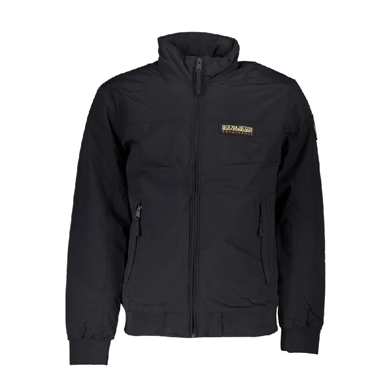 Men's Coats with Stretch FabricBlack Polyamide Men Jacket