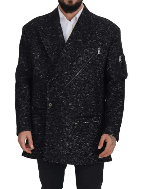 Comfortable Men's ParkasSleek Patterned Wool Double Breasted Jacket