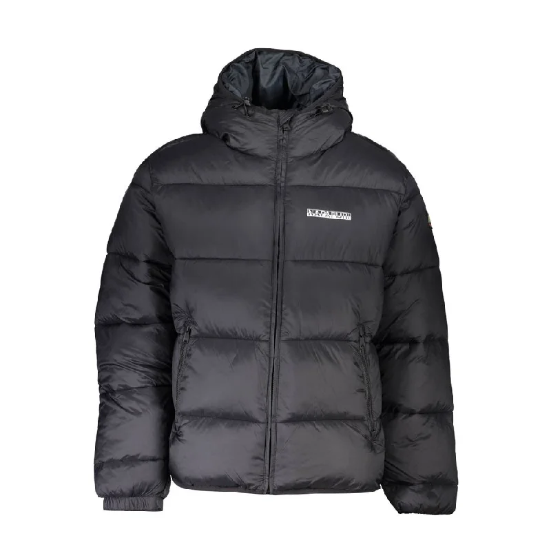 Men's Coats with Relaxed FitsBlack Polyamide Men Jacket