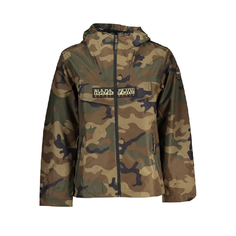 Men's Coats with Patchwork DesignsSporty Waterproof Hooded Jacket