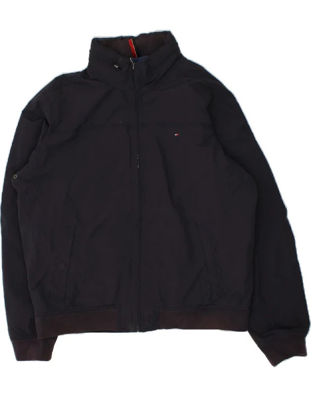 Men's Coats with Embroidered DetailsTOMMY HILFIGER Mens Bomber Jacket UK 48 4XL Navy Blue Nylon
