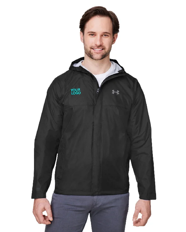 Men's Coats for Tall MenUnder Armour Mens Stormproof Cloudstrike 2.0 Custom Jackets, Black/ Grey
