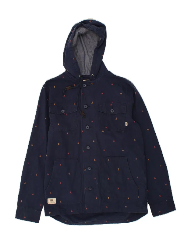 Men's Coats for Outdoor ActivitiesVANS Mens Abstract Pattern Hooded Utility Jacket UK 38 Medium Navy Blue