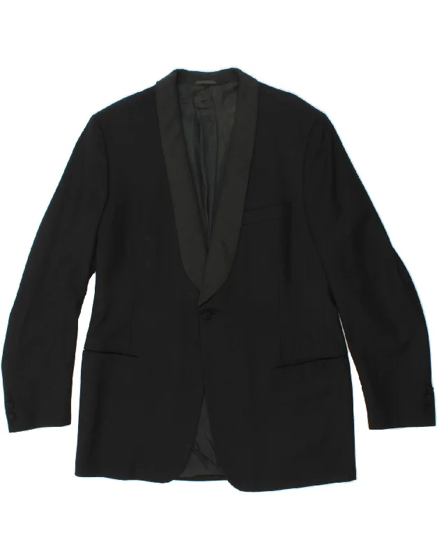 Men's Coats with Patchwork DesignsVINTAGE Mens 1 Button Blazer Jacket IT 52 XL Black