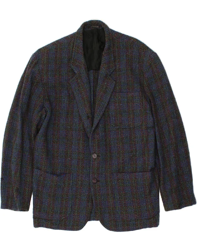 Lightweight Men's WindbreakersVINTAGE Mens 2 Button Blazer Jacket UK 38 Medium Navy Blue Check