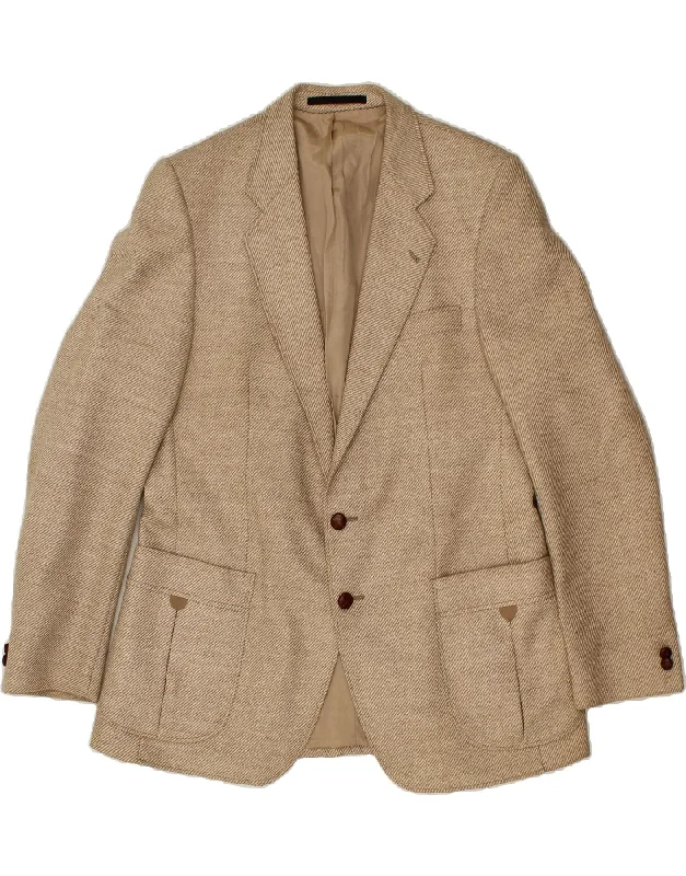 Men's Coats with Reflective StripesVINTAGE Mens 2 Button Blazer Jacket UK 40 Large Beige Wool