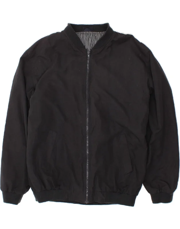 Men's Coats for Mild WeatherVINTAGE Mens Bomber Jacket UK 40 Large Black Polyester