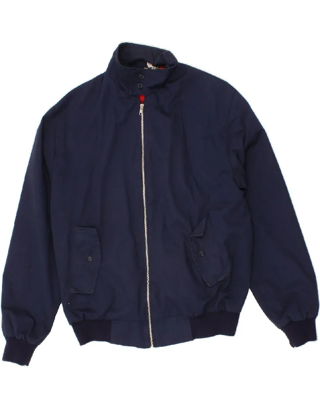 Winter-Ready Men's CoatsVINTAGE Mens Bomber Jacket UK 40 Large Navy Blue Polyester