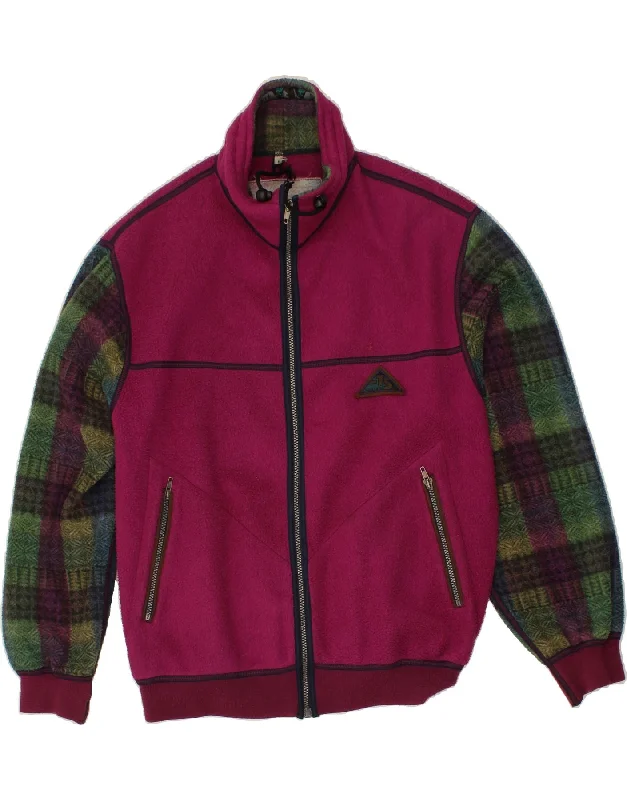 Men's Coats with Flannel LiningVINTAGE Mens Fleece Jacket UK 38 Medium Pink Colourblock Polyester