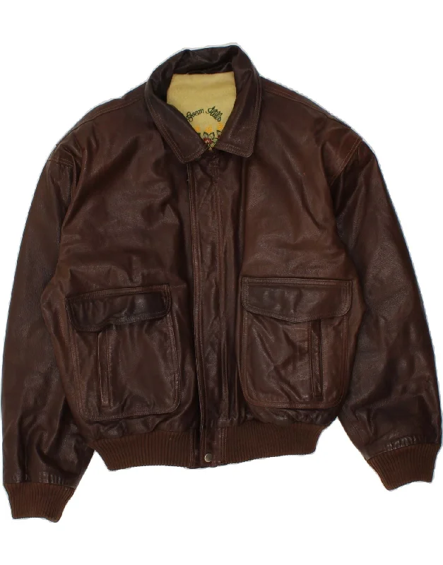 Practical Men's RaincoatsVINTAGE Mens Leather Jacket IT 50 Large Brown Leather