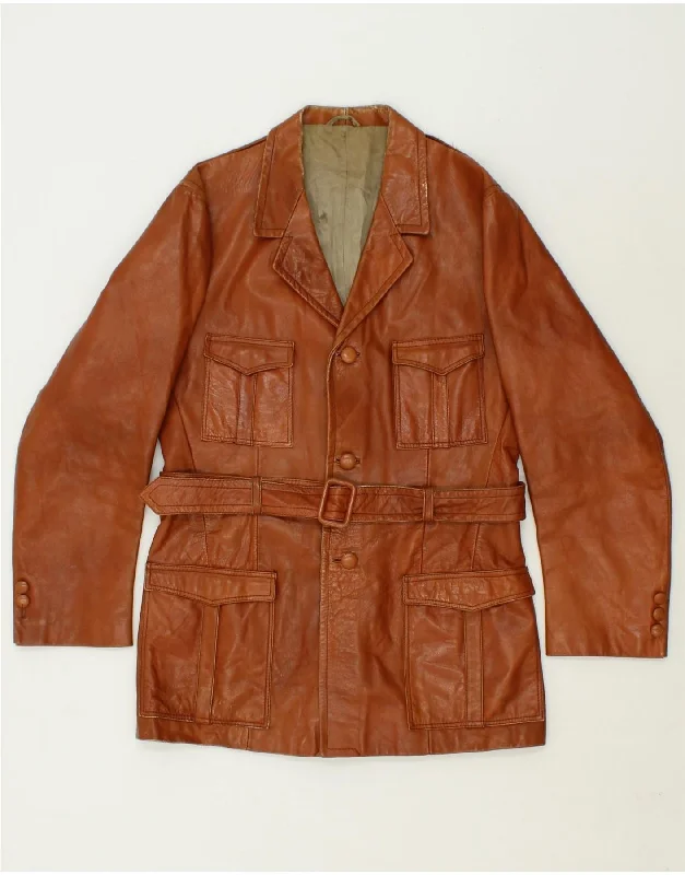 Men's Coats for LayeringVINTAGE Mens Leather Jacket UK 38 Medium Brown Leather