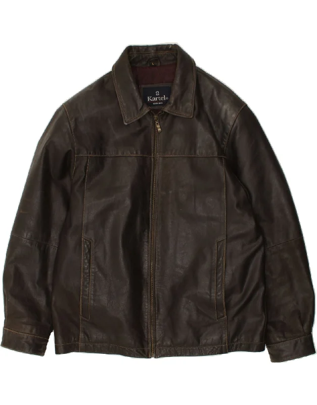 Men's Coats with Synthetic InsulationVINTAGE Mens Leather Jacket UK 40 Large Brown Leather