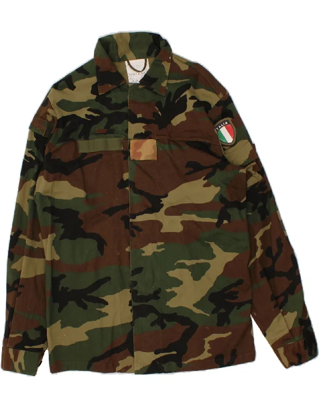 Versatile Men's Pea CoatsVINTAGE Mens Military Jacket UK 38 Medium Green Camouflage Cotton