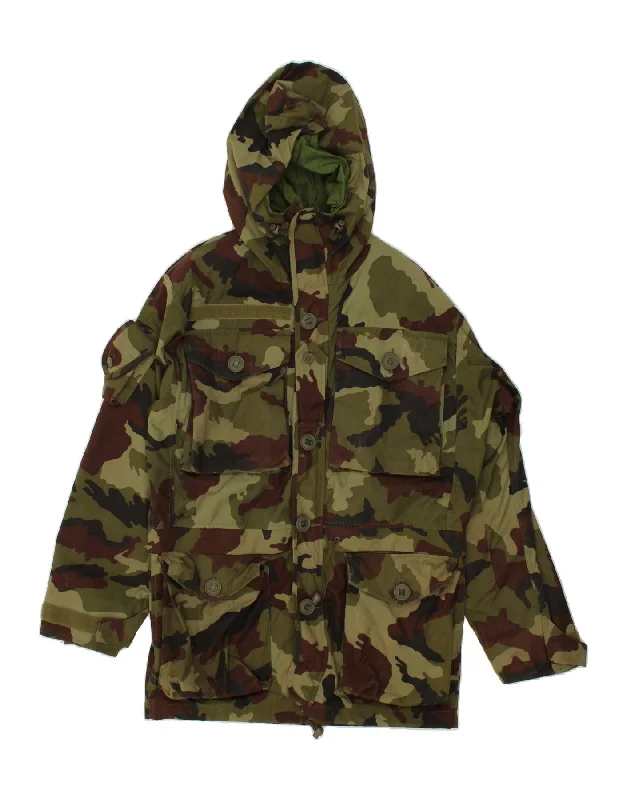 Men's Coats for Formal EventsVINTAGE Mens Oversized Hooded Military Jacket UK 36 Small Green Camouflage