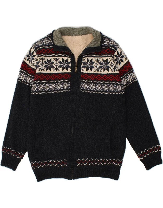 Comfortable Men's ParkasVINTAGE Mens Sherpa Knit Bomber Jacket UK 38 Medium Black Fair Isle Comfortable Men's ParkasVINTAGE Mens Sherpa Knit Bomber Jacket UK 38 Medium Black Fair Isle