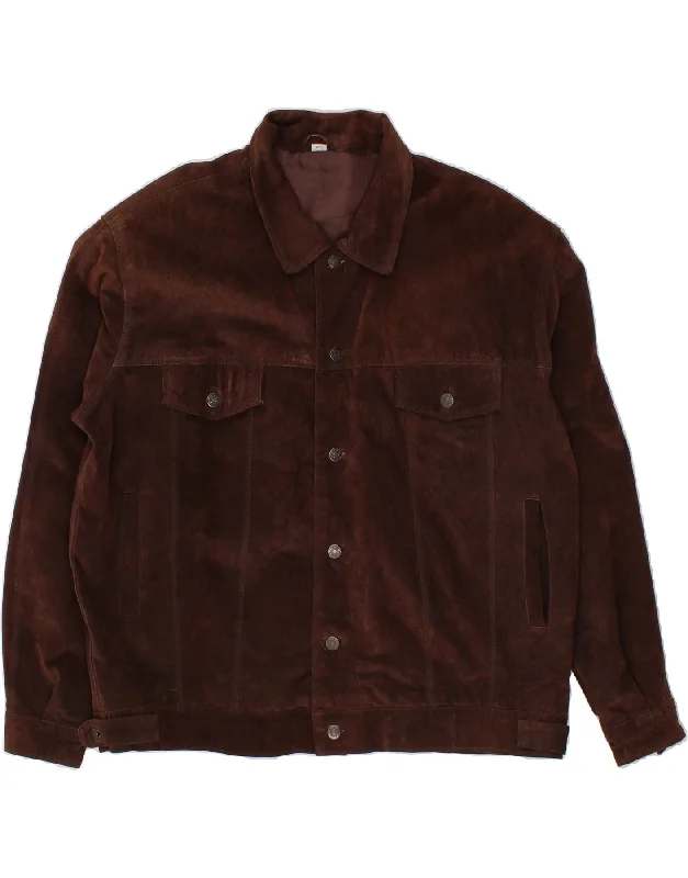 Luxurious Men's Cashmere CoatsVINTAGE Mens Suede Jacket UK 42 XL Brown Suede