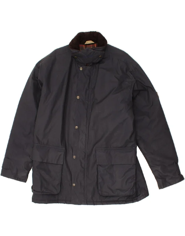 Men's Coats with Water-Repellent FabricVINTAGE Mens Utility Jacket UK 42 XL Navy Blue Cotton