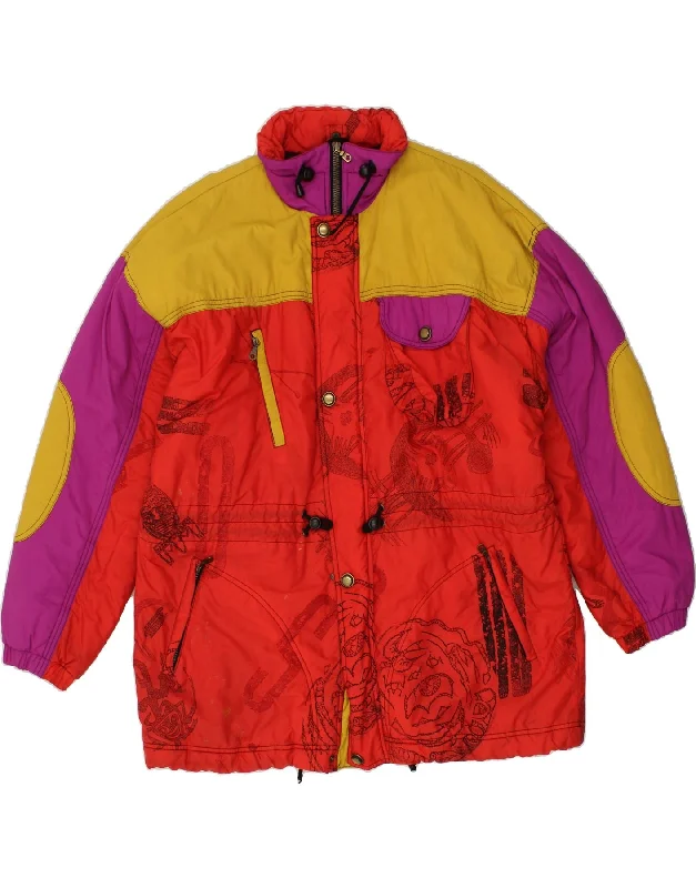 Men's Coats with Chest PocketsVINTAGE Mens Windbreaker Jacket UK 44 2XL Red Colourblock Polyester