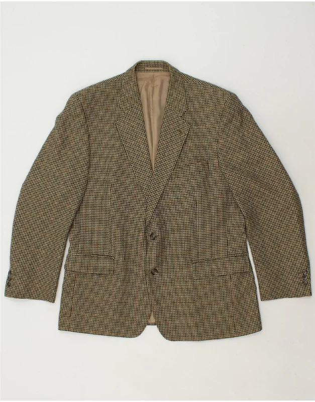 Men's Coats with Slim FitsWELLINGTON Mens 2 Button Blazer Jacket UK 40 Large Beige Houndstooth Wool